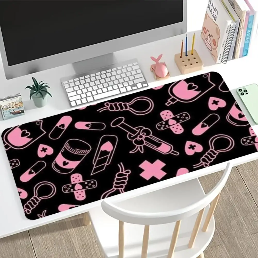Kawaii Pink Medical Pattern Ga - đánh giá và giá Desk Setup Pc And Laptop